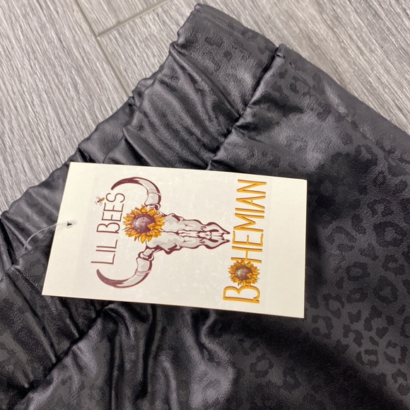 NWT Black Leather Leopard Bell Bottoms - Picture 4 of 7